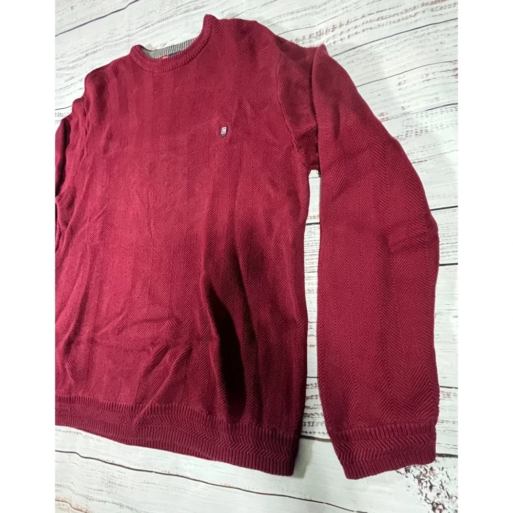 Vintage Chaps Red Sweater Men's XL 100% Cotton Knit Long Sleeve Crew Neck